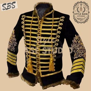 Brand New Hand Made Napoleonic Hussar Jacket - Custom Made Men&#39;s Piping Tunic Pelisse Jacket - Military Uniform