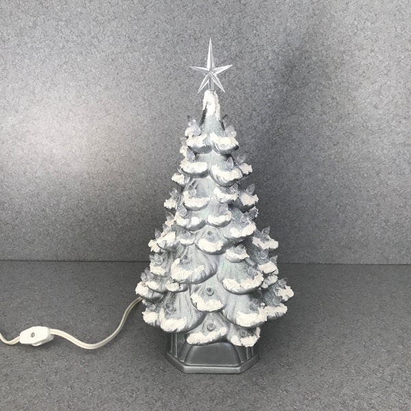 Christmas tree lighted RETRO Silver