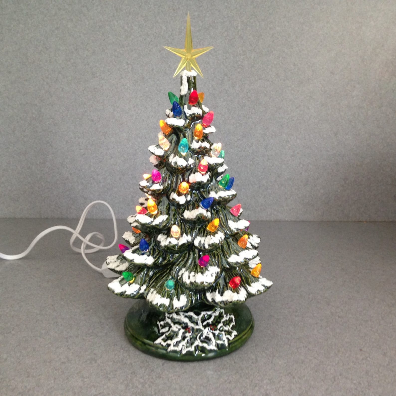 Lighted Ceramic Christmas Tree 11 inches tall holiday light Etsy