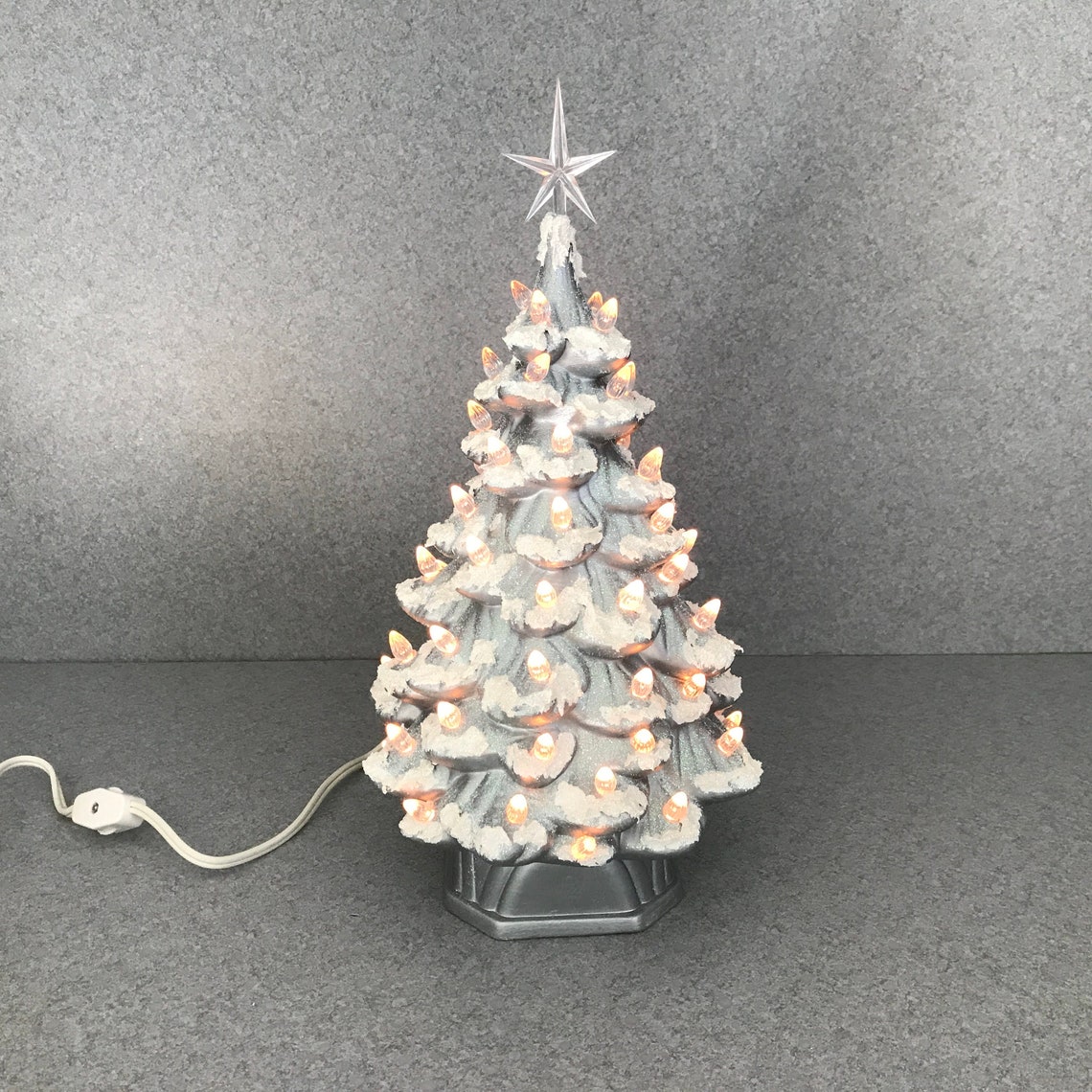 RETRO Silver Christmas lighted tree Etsy