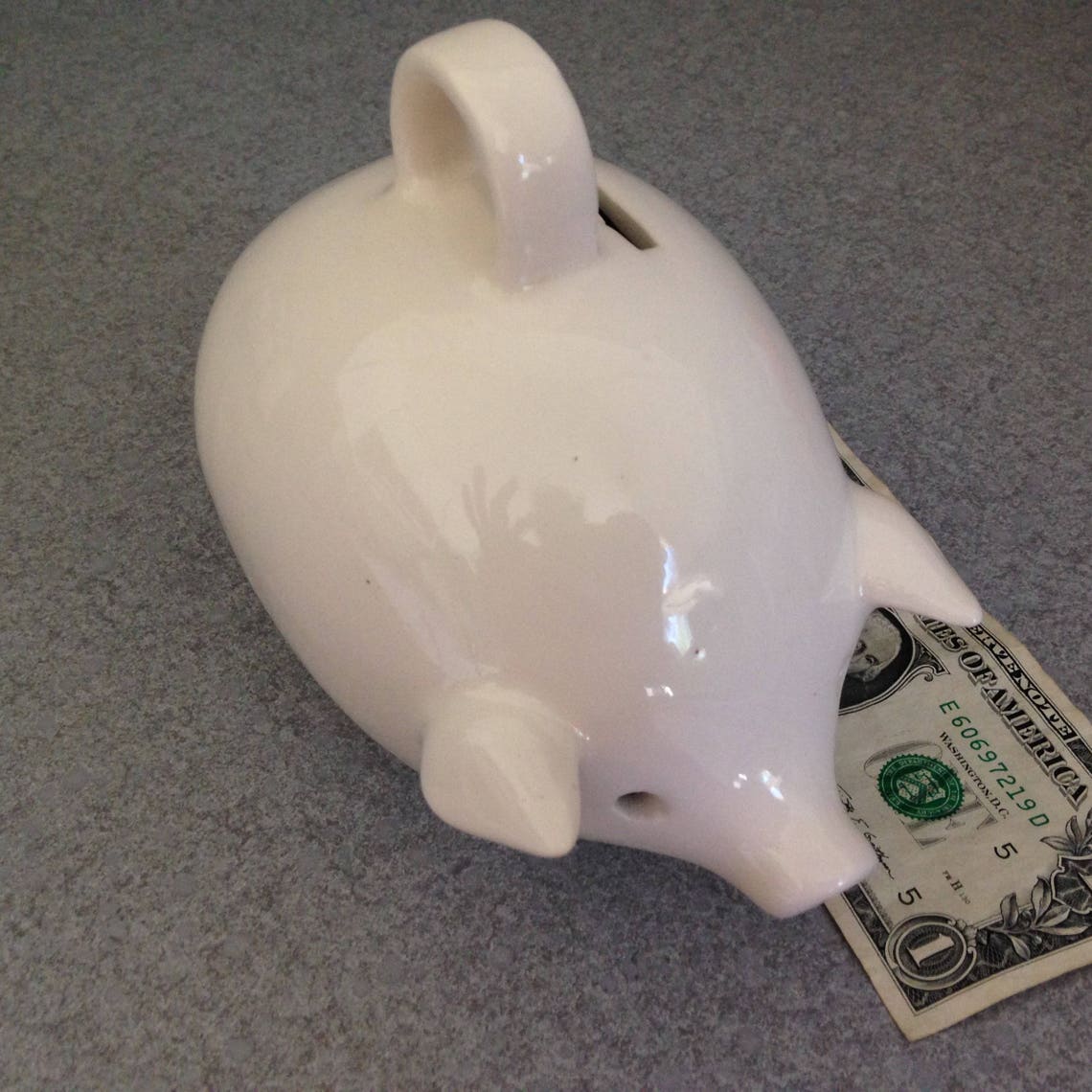 Vintage White Ceramic Piggy Bank No stopper Break or shake Etsy