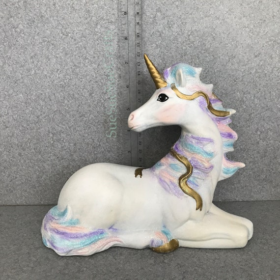 Unicorn Ceramic Unicorn statue Blue and purple Girl gift Etsy