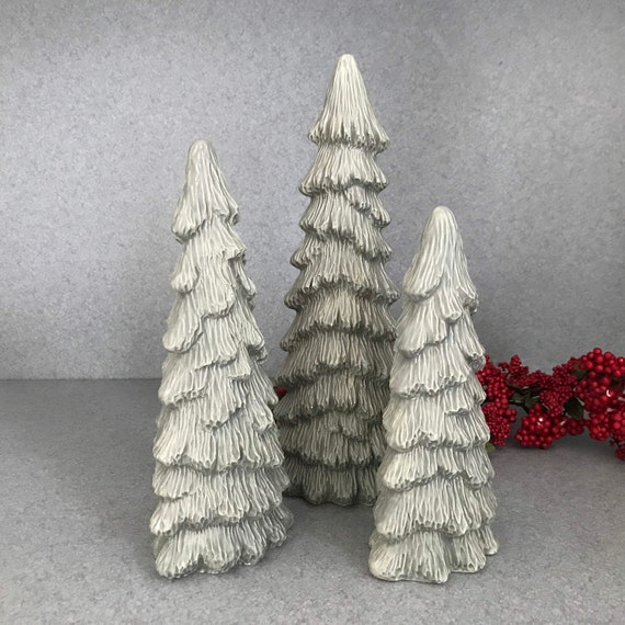 Ceramic Slim Christmas Tree 3 Trees Shelf Or Village Skinny Etsy
