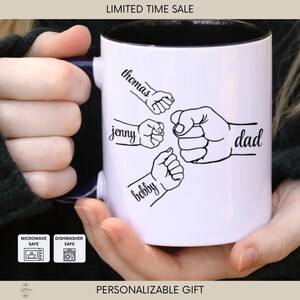 Personalized Dad Coffee Mug, Dad Mug With Kids Names, Fathers Day Gift From Kids, Dad And Kids Hands Cup, Dad Gift From Kids, Dad Mug MUG040