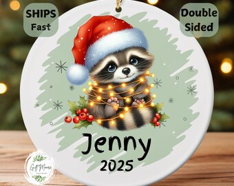 Personalized Raccoon Christmas Ornament: Funny Ceramic Ornament ORN096