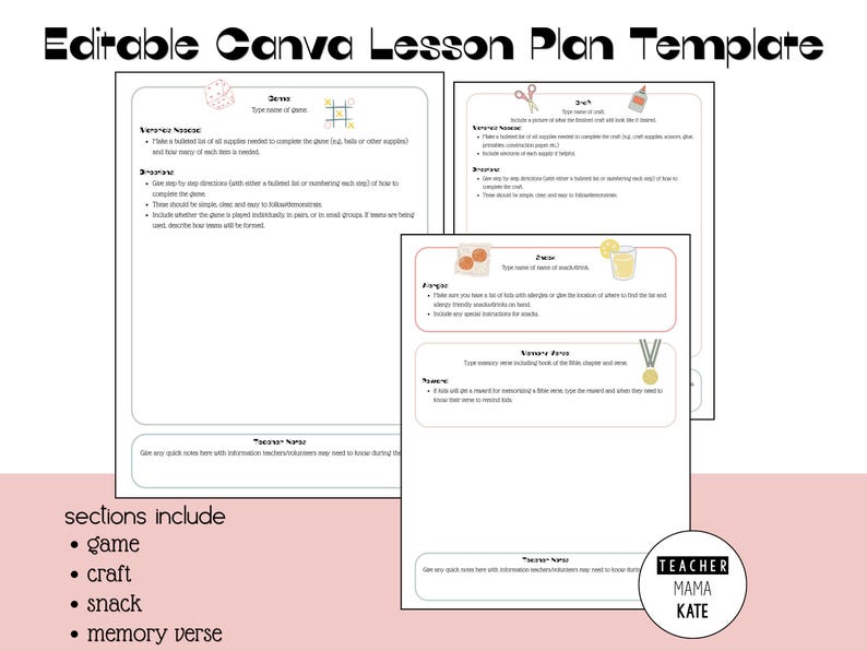 Editable Canva Lesson Plan Template | Kids Ministry - Etsy