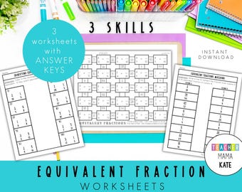 Equivalent Fractions Worksheets | 4th 5th Grade Math Practice | PDF Download