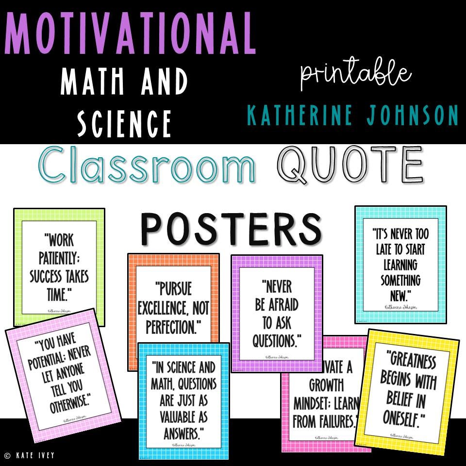 Math and Science Classroom Posters | Katherine Johnson Quotes