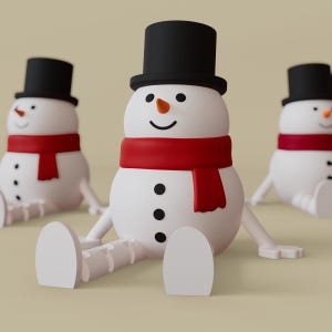 Snögubbe STL med flexibla ben, Flexi-leksak, Ledad, 3D-utskriftsfil, Digital nedladdning för kommersiellt bruk bild 2