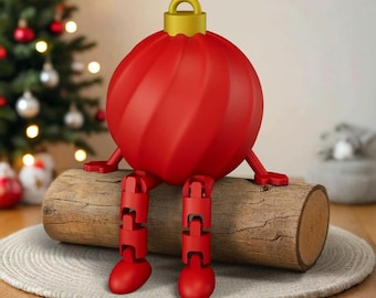 Kerstbal STL met flexibele poten, flexibel speelgoed, beweegbaar, kerstboombal, 3D-printbestand, commercieel gebruik