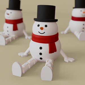 Snögubbe STL med flexibla ben, Flexi-leksak, Ledad, 3D-utskriftsfil, Digital nedladdning för kommersiellt bruk bild 5