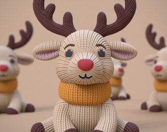 Cute Knitted Reindeer STL Model - 3D Printable Christmas Figurine - Winter Decoration - Multi-Color Ornament for Tree or Home