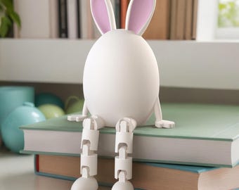 Easter Egg STL File with Bunny Ears and Flexible Legs - Flexi Toy - Digital Download for Commercial Use