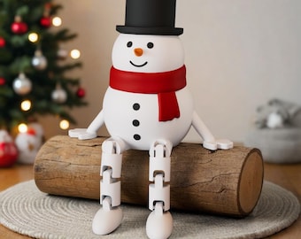 Sneeuwpop STL met flexibele poten, Flexi-speelgoed, Gearticuleerd, 3D-printbestand, Digitale download voor commercieel gebruik
