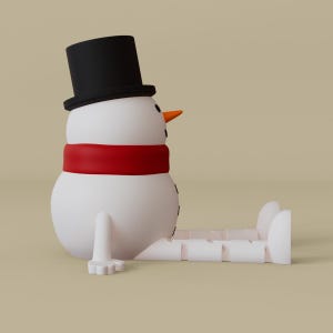 Snögubbe STL med flexibla ben, Flexi-leksak, Ledad, 3D-utskriftsfil, Digital nedladdning för kommersiellt bruk bild 3