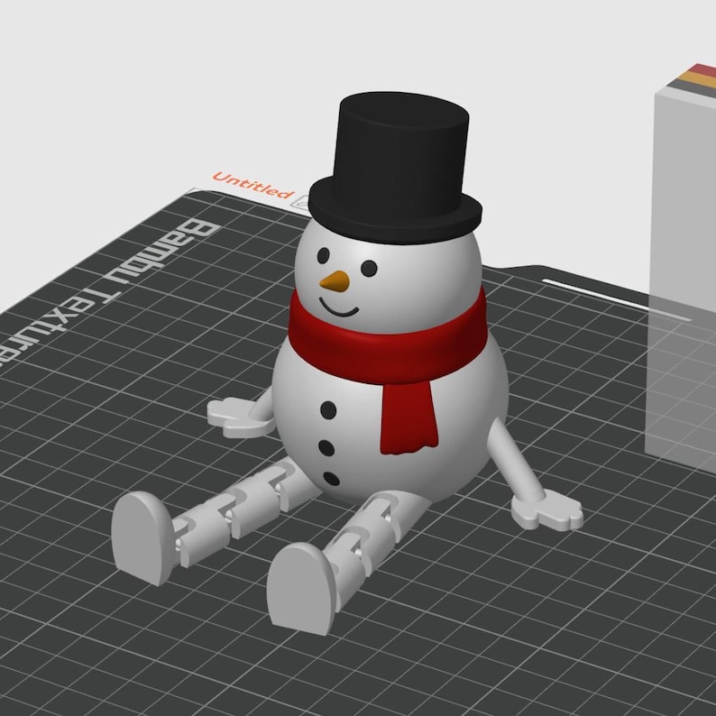 Snögubbe STL med flexibla ben, Flexi-leksak, Ledad, 3D-utskriftsfil, Digital nedladdning för kommersiellt bruk bild 6