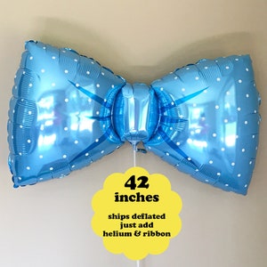 Bow Tie Balloon 42 Little Man Party Decorations It's A Boy Baby Shower Decor Bow Tie Birthday Party Balloon Blue Bowtie Large Foil Bows image 4