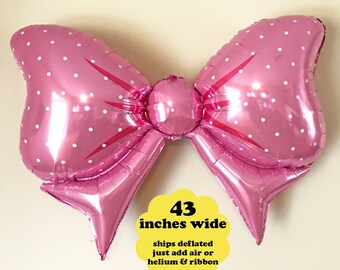 HUGE Pink Bow Balloon 43" -  It's A Girl Baby Shower Decor Blush Decorations Girls 1st First Birthday Party Balloons Pink Party Bow Foil