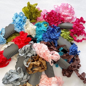 10 Yards Seam Binding Ribbon - 30 Feet Hand Crinkled - Wrinkled DIY Hug Snug Holiday Gift Wrap Tag Art Card Making Scrapbook Junk Journal