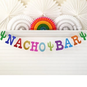 Nacho Bar Banner Glitter 5 inch Letters Fiesta Birthday Banner Sign Colorful Fiesta Themed Party Decoration Taco Party Decor image 10