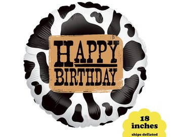 Western Birthday Balloon - 18" Cowboy Party Decorations Cowgirl Birthday Balloon Western Party Decor Barnyard Birthday Cow Print Rodeo Farm