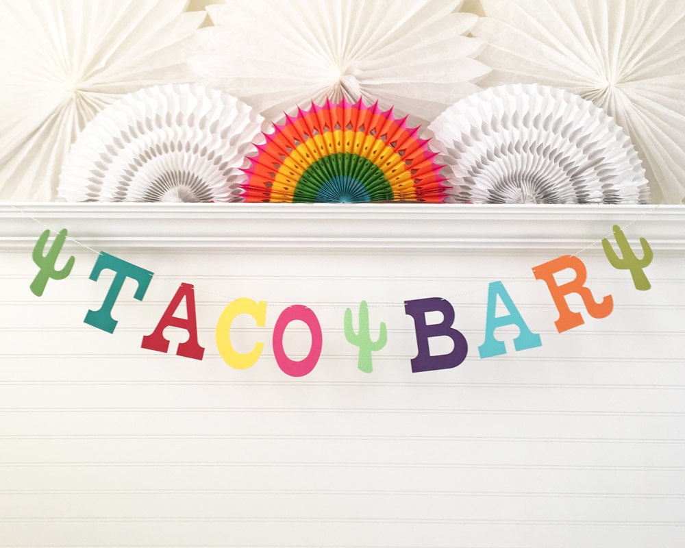 Taco Bar Banner - 5 inch Letters - Fiesta Birthday Banner Cinco De Ma…