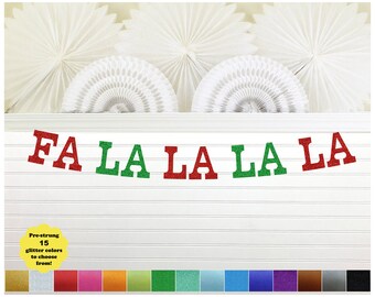 FA LA LA la la Banner Christmas Home Decor Sign Glitter 5 inch Letters