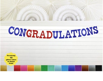 Glitter Graduation Banner - 5 Inch Letters - Congradulations Banner Grad Party Decoration 2024 Garland Party Banner Congrats Sign College HS