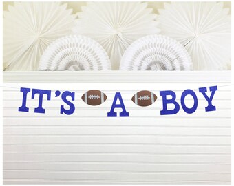 Football It's a Boy Banner - Glitter 5 Inch Letters - Sports All Star Theme Baby Boy Shower Decorations Sign Its A Boy Football Garland