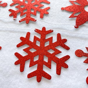 Snowflake Banner Glitter 4 inch Farmhouse Christmas Decorations Winter Party Garland Holiday Decor Red Snow Large Glitter Snowflakes image 6