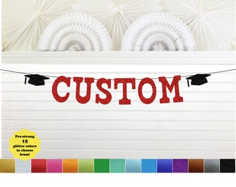 Custom Grad Party Banner - Glitter 5 inch Letters - Graduation Decorations 2024 College HS Senior Photo Prop Sign Hanging Garland Graduate