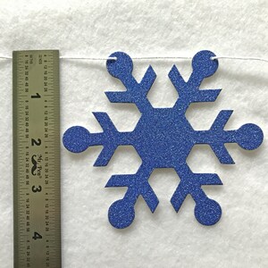 Blue Glitter Snowflake Garland 6 ft Long Winter Party Banner Christmas Snow Glam Holiday 2023 Decorations Glittery Royal Navy Onederland image 7