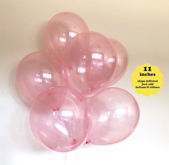 Clear Pink Balloons - 6 pack 11" Latex - Pink Birthday Party Decorations Pastel Pale Pink It's a Girl Baby Shower Decor Blush Bachelorette Il_570xn