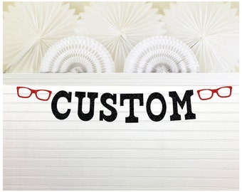 Sunglasses Custom Banner - Glitter 5 inch tall letters - Two Cool Kid Party Pool Beach Bash Shades Specs Nerd Sun Glasses Summer Fun Splash