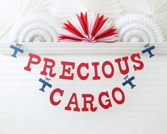 Precious Cargo Banner 5 Inch Letters Airplane Baby Shower