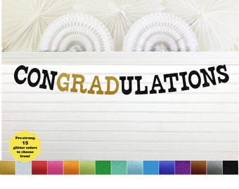 Graduation Banner - Glitter 5 Inch Letters - Congradulations Sign Congratulations Garland Grad Party Decoration 2024 College School Color