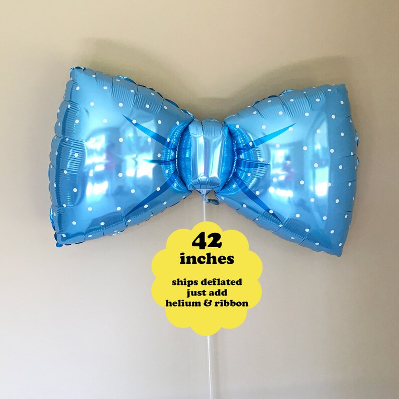 Bow Tie Balloon 42 Little Man Party Decorations It's A Boy Baby Shower Decor Bow Tie Birthday Party Balloon Blue Bowtie Large Foil Bows image 4
