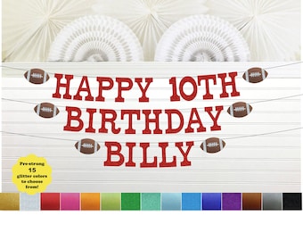 Football Birthday ANY AGE  Banner 5 inch Letters Custom Sports Party Decorations Game Themed Men Boy All Star Football Fan Birthday