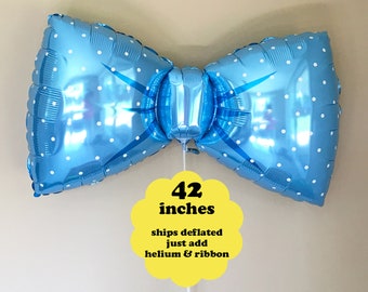 Bow Tie Balloon 42" - Little Man Party Decorations It's A Boy Baby Shower Decor Bow Tie Birthday Party Balloon Blue Bowtie Large Foil Bows