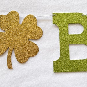 It's a Boy 4 leaf Clover Banner Glitter 5 Inch Letters St Patrick Day Baby Shower March Decorations Its a Boy Spring Garland Shamrock image 5