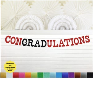 Graduation Banner - Glitter 5 Inch Letters - Congradulations Sign Congratulations Garland Grad Party Decoration 2025 College School Color