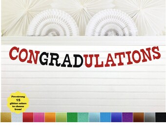 Graduation Banner - Glitter 5 Inch Letters - Congradulations Sign Congratulations Garland Grad Party Decoration 2024 College School Color