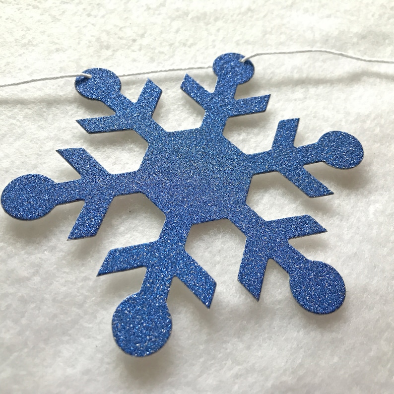 Blue Glitter Snowflake Garland 6 Ft Long Winter Party Etsy