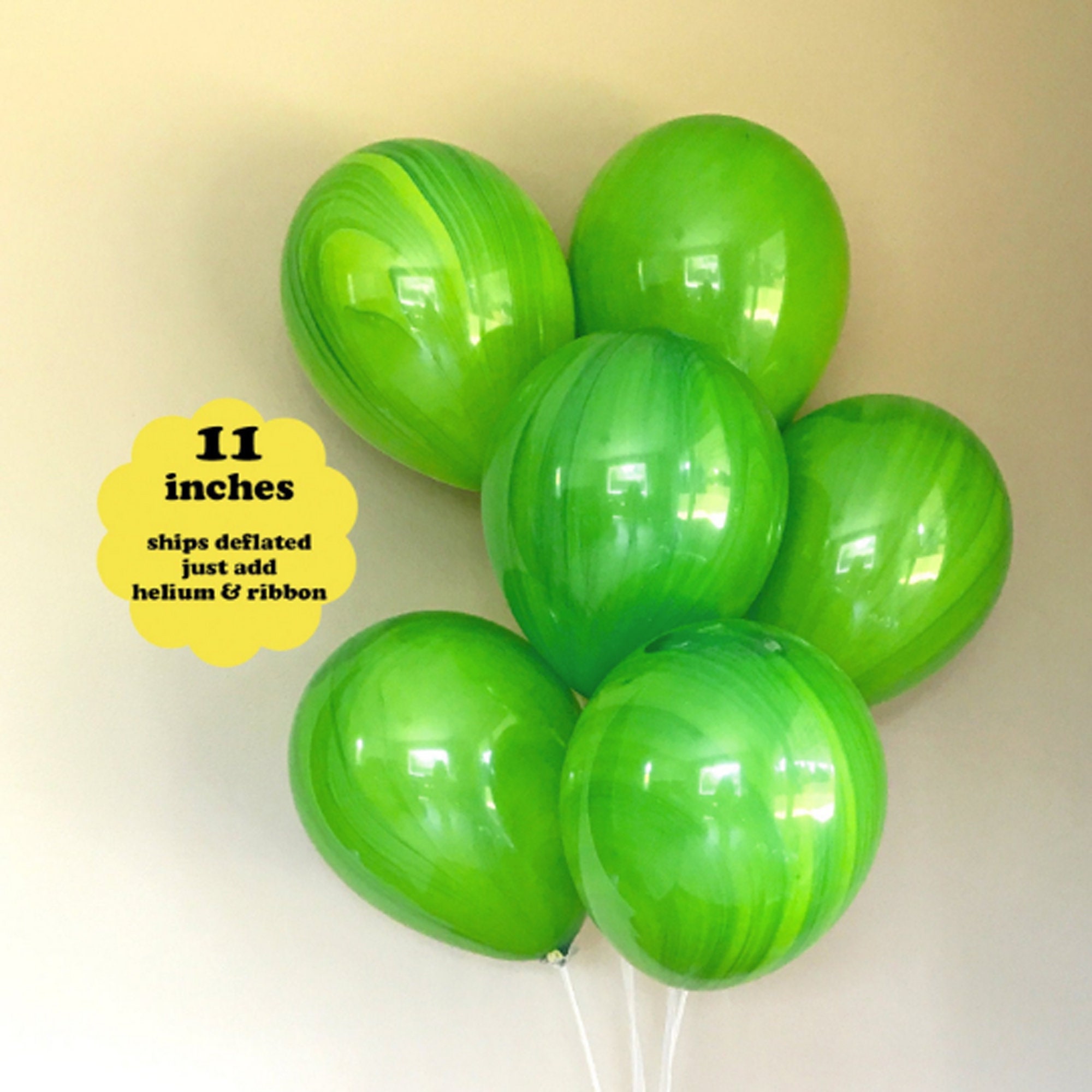 Green Marble Latex Balloons - 6 pack 11" - Dinosaur Party Lime G…
