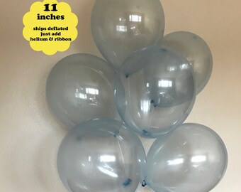 6 BABY SHOWER CRYSTAL CLEAR BLUE BALLOONS Party Decorations,Latex,Helium 76432 