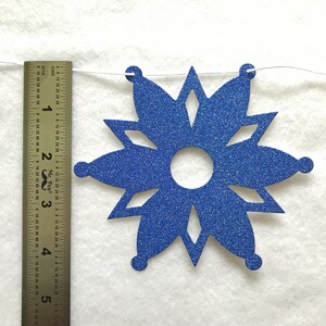 Blue Glitter Snowflake Garland 6 ft Long Winter Party Banner Christmas Snow Glam Holiday 2023 Decorations Glittery Royal Navy Onederland image 8