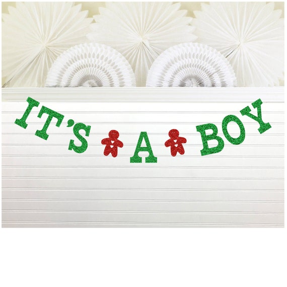 It's a Boy Glitter Banner - 5 Inch Letters - Gingerbread Man Baby Shower Decorations Its A Boy Sign Winter December Holiday Garland Sprinkle Il_570xn
