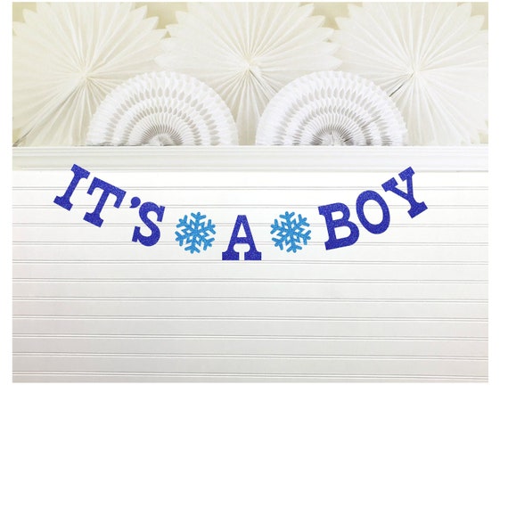 It's a Boy Glitter Banner - 5 Inch Letters - Snowflake Baby Shower Decorations Its A Boy Sign Winter Snow Theme Photo Prop Baby Blue Silver Il_570xn