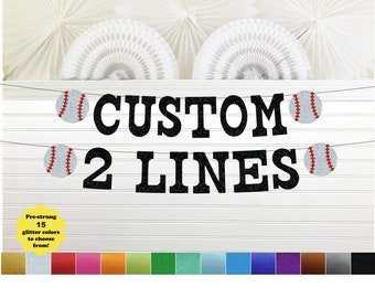 Baseball Banner - Glitter 5 inch Letters - Custom Rookie Year Birthday Party Decorations Sign Sports Team Ball Game Slugger TBall Slugger