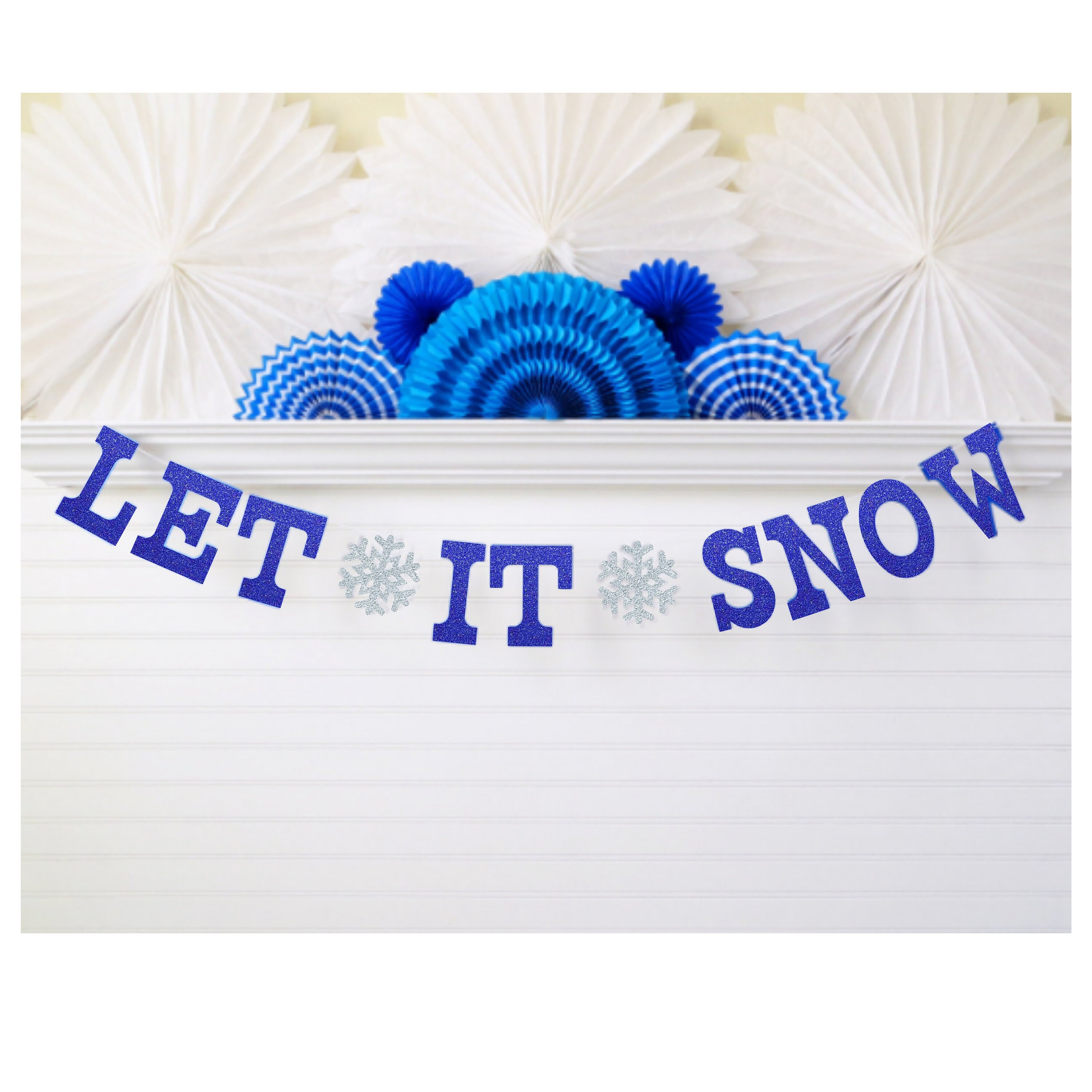 Glitter Let It Snow Banner 5 inch Letters with Snowflakes - Etsy México